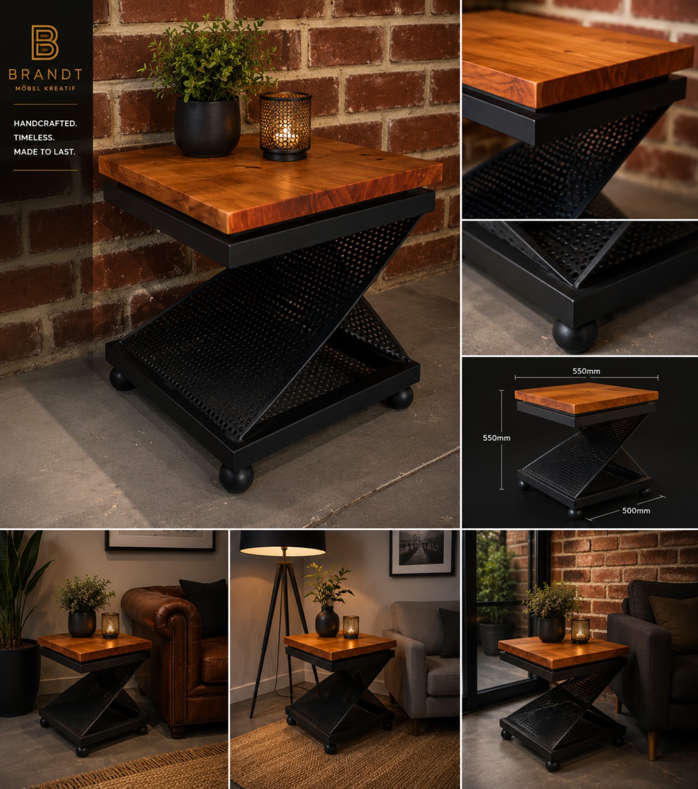Z-Form Side Table (550 × 550 × 500)